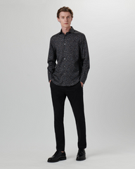 SOFT TOUCH FLORAL PRINT SHAPED FIT SHIRT - ANTHRACITE