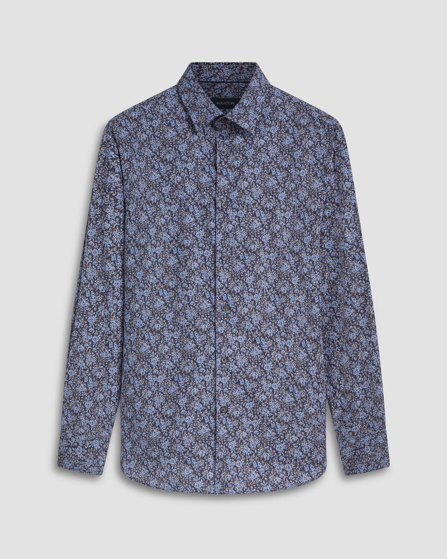 COMFORT STRETCH MIDNIGHT ROSE PRINT SHAPED FIT SHIRT - NAVY