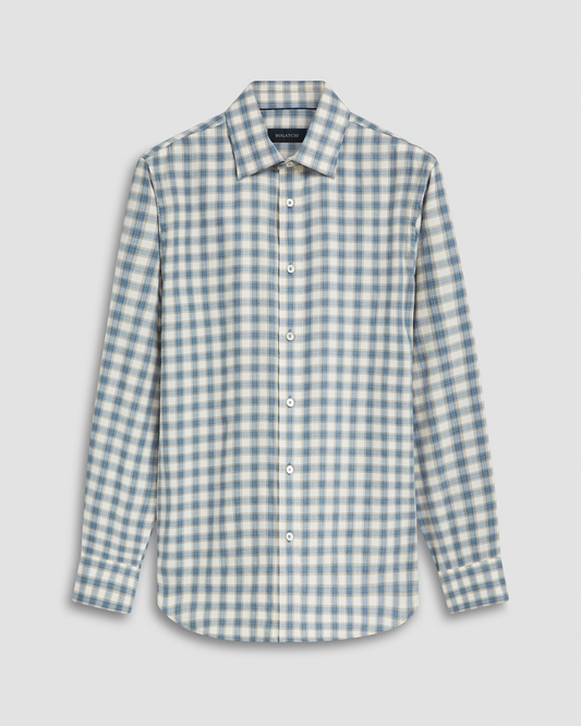 COMFORT STRETCH PLAID SHAPED FIT SHIRT - WILLOW