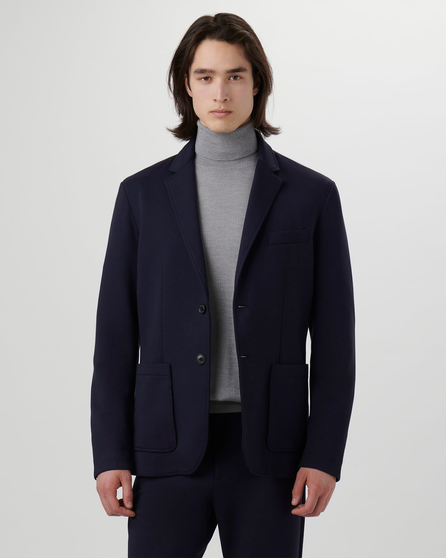 TWO BUTTON SOFT TOUCH BLAZER - NAVY
