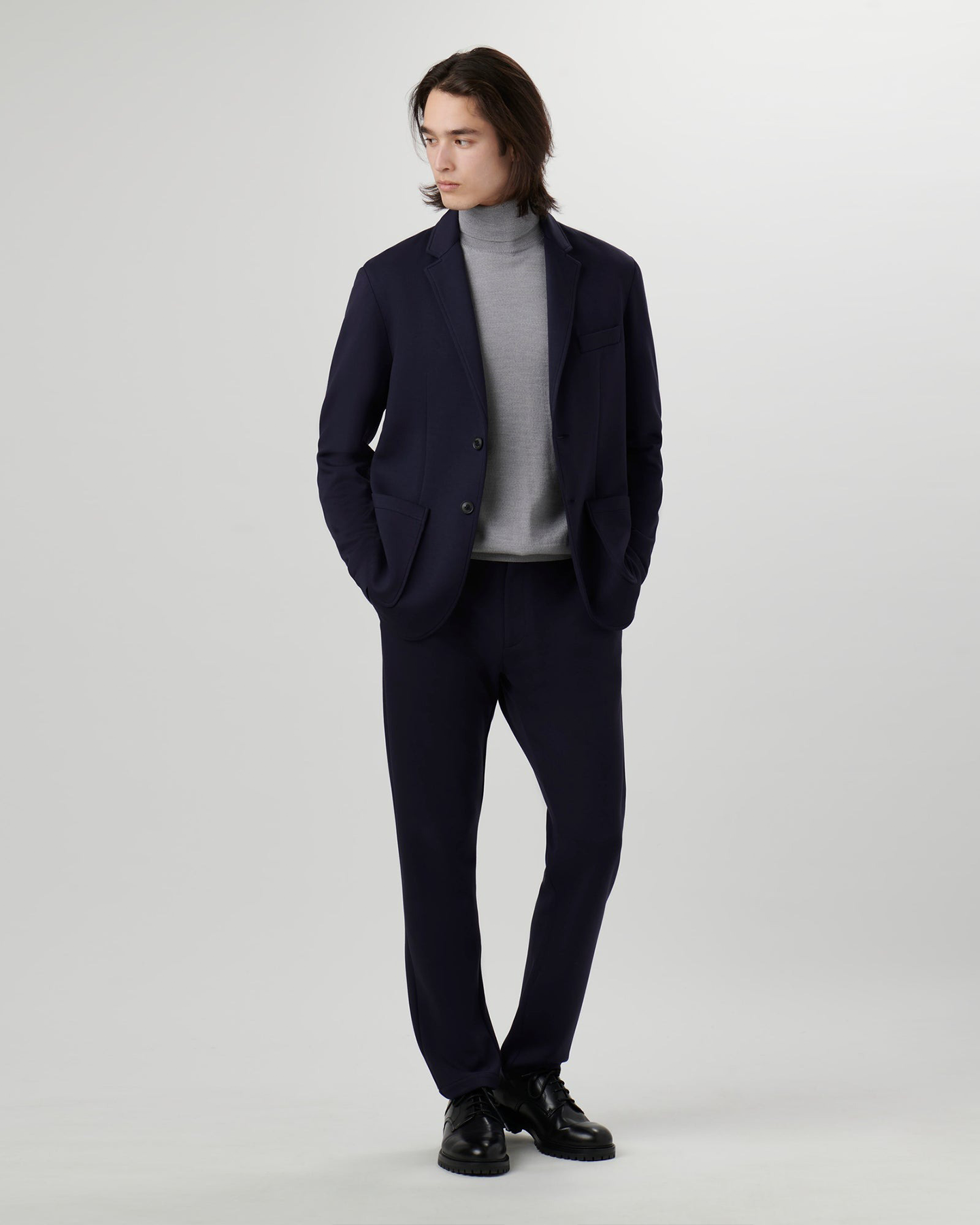 TWO BUTTON SOFT TOUCH BLAZER - NAVY