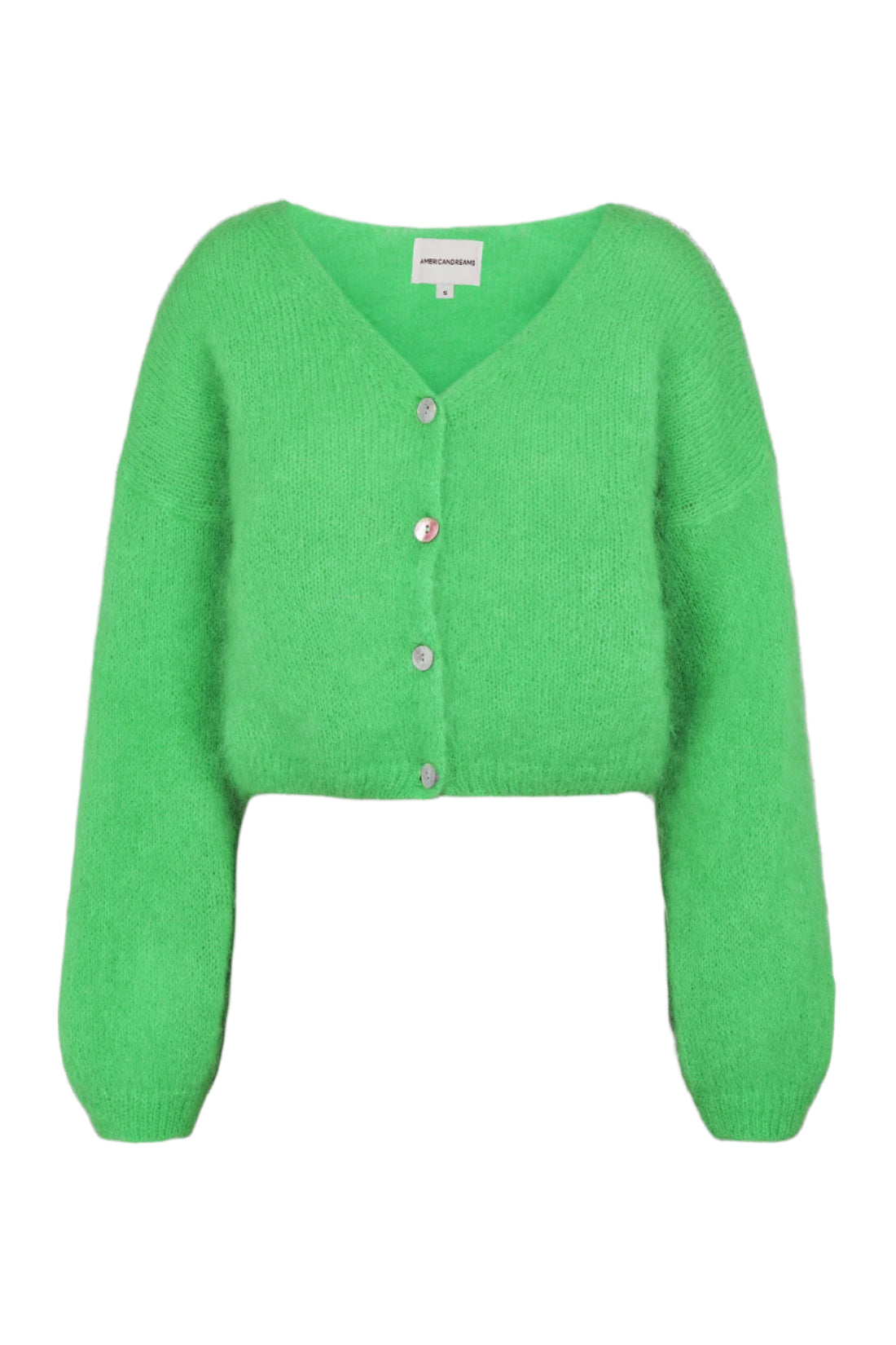 CORNELIA CROPPED CARDIGAN - BRIGHT GREEN