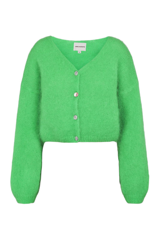 CORNELIA CROPPED CARDIGAN - BRIGHT GREEN