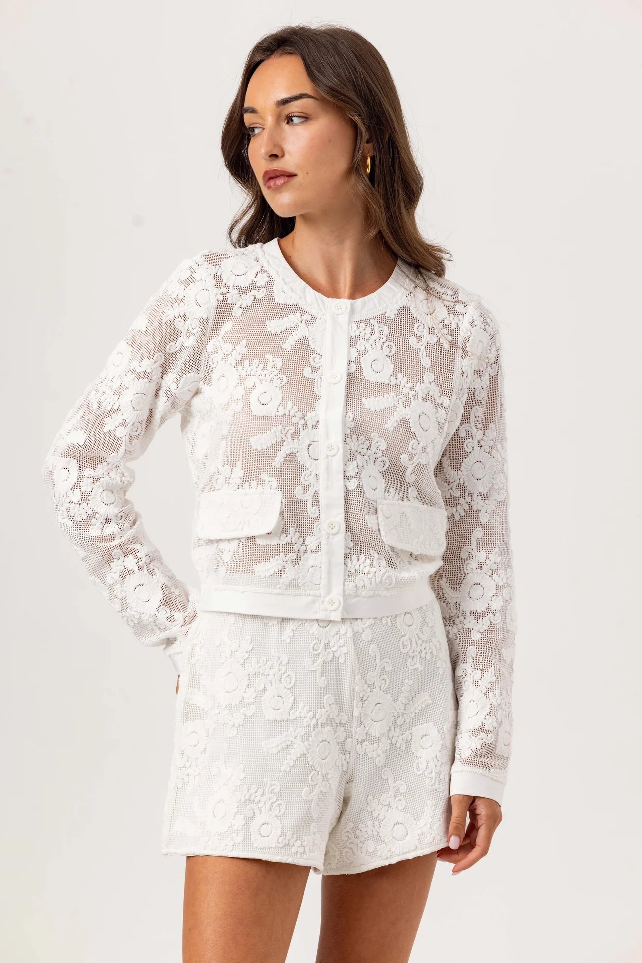 ISABEL LACE CARDIGAN - COCONUT MILK