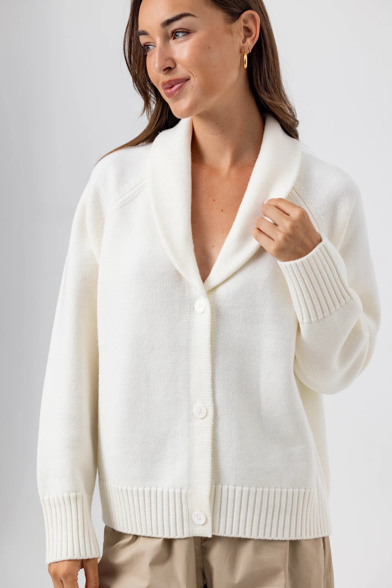PB MERINO WOOL CARDIGAN - CREAM