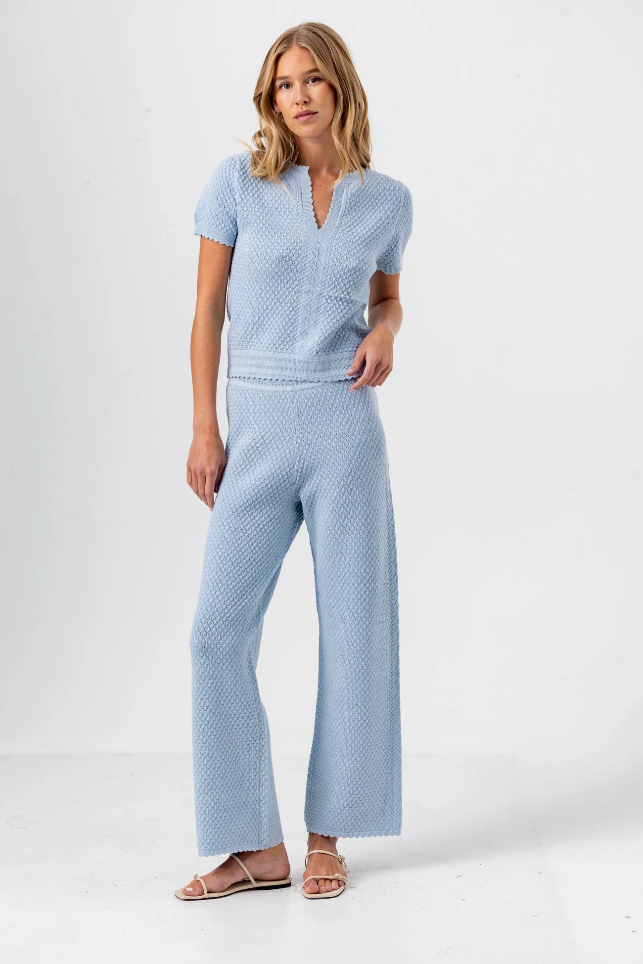 BLAIRE KNIT PANT - SPRING BLUE