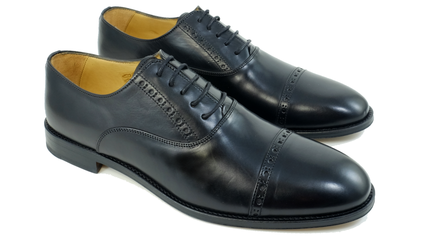 COXON PARMA LEATHER LACE UP SHOE - BLACK