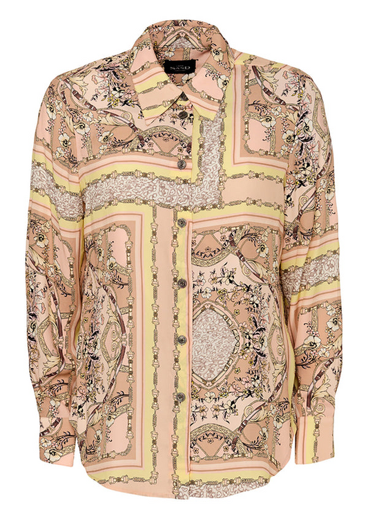 CREPE DE CHINE PRINT SILK BLEND BLOUSE - LATIA N
