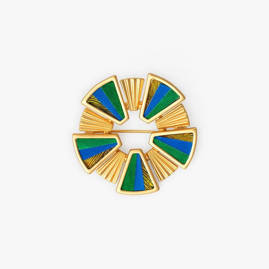 CROWN HAVEN FEATHER BROOCH - PEACOCK, GOOSE