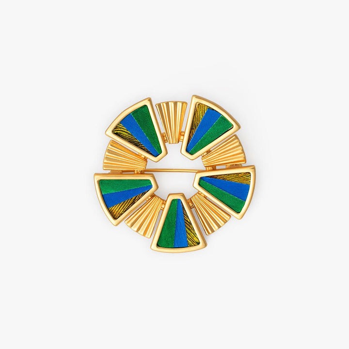 CROWN HAVEN FEATHER BROOCH - PEACOCK, GOOSE