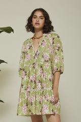 BORGOGNA FLOWER PRINT COTTON DRESS - THEA