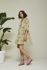BORGOGNA FLOWER PRINT COTTON DRESS - THEA