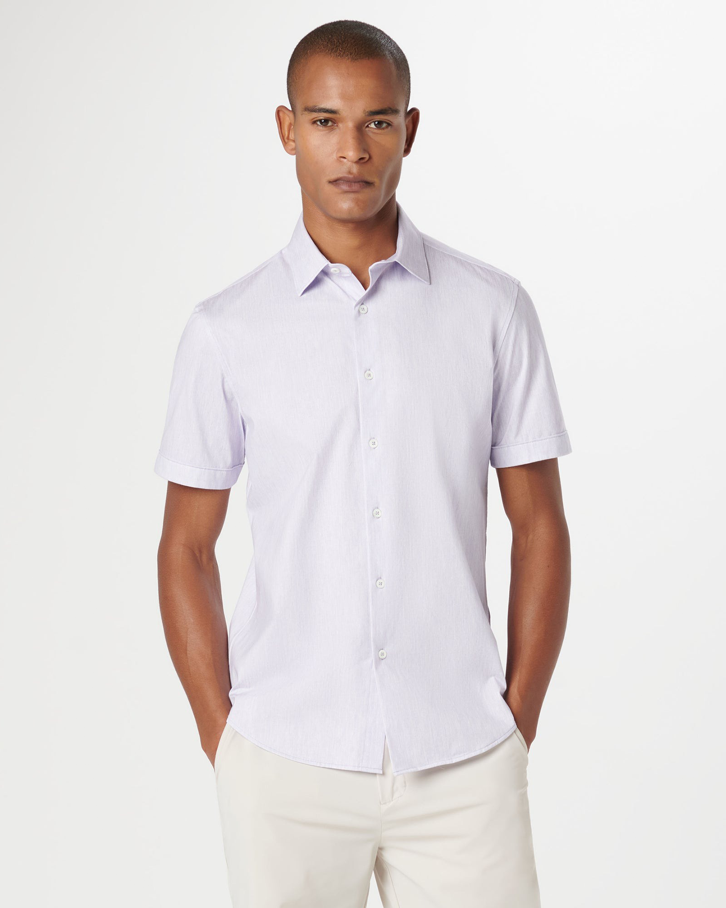 ABSTRACT STRIPE 8 WAY STRETCH SHIRT - LAVENDER