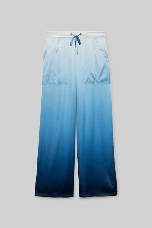 BAIMY WIDE LEG SILK PANT - BLUE TIE-DYE
