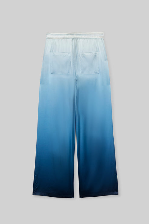 BAIMY WIDE LEG SILK PANT - BLUE TIE-DYE