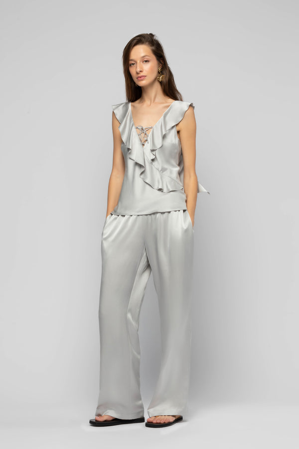 BARABELLE SILK PANT - GREY