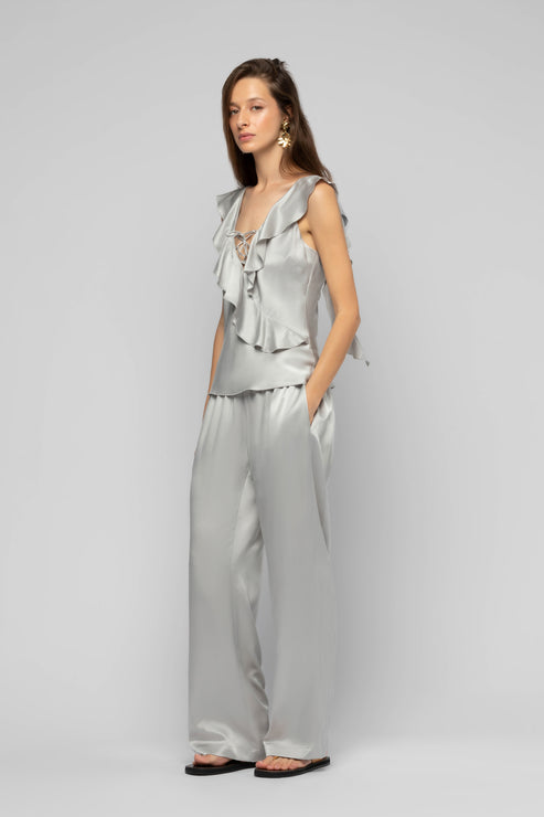 BARABELLE SILK PANT - GREY