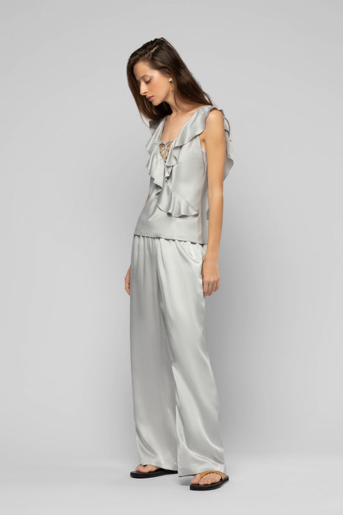 BARABELLE SILK PANT - GREY