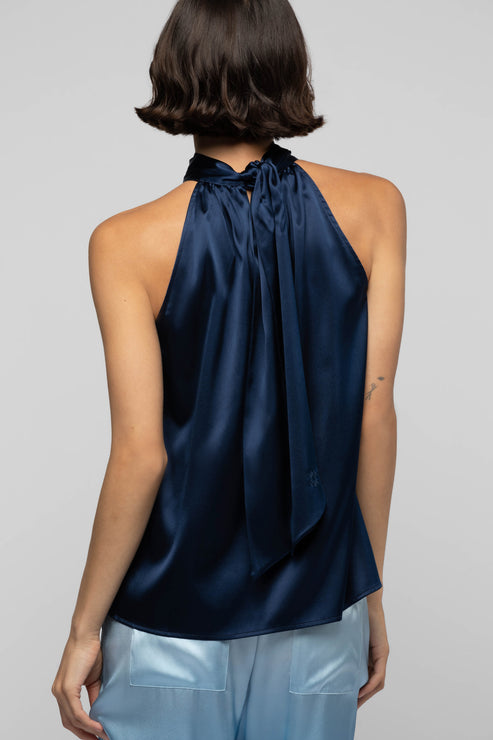 TAYMEE SILK TOP - MARINE