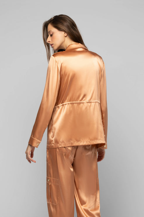 VAGNES SILK SAFARI JACKET - CAMEL