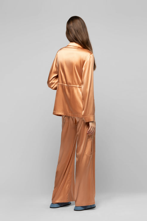 VAGNES SILK SAFARI JACKET - CAMEL