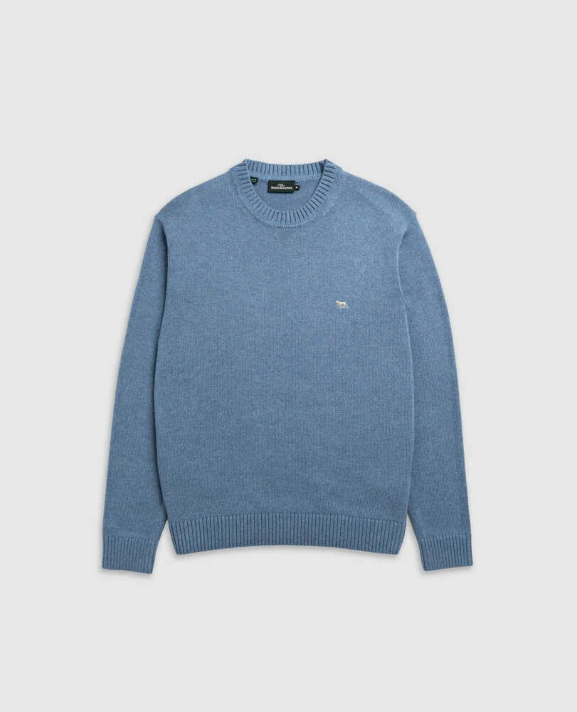 GUNN KNIT COTTON CREW NECK SWEATER - CHAMBRAY
