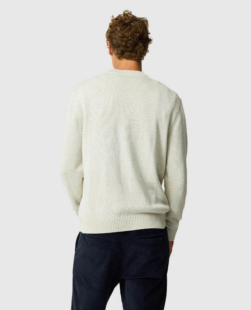 GUNN KNIT COTTON CREW NECK SWEATER - FOG