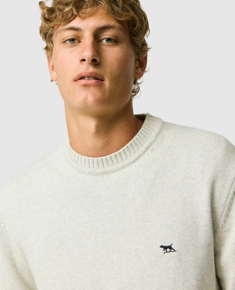 GUNN KNIT COTTON CREW NECK SWEATER - FOG