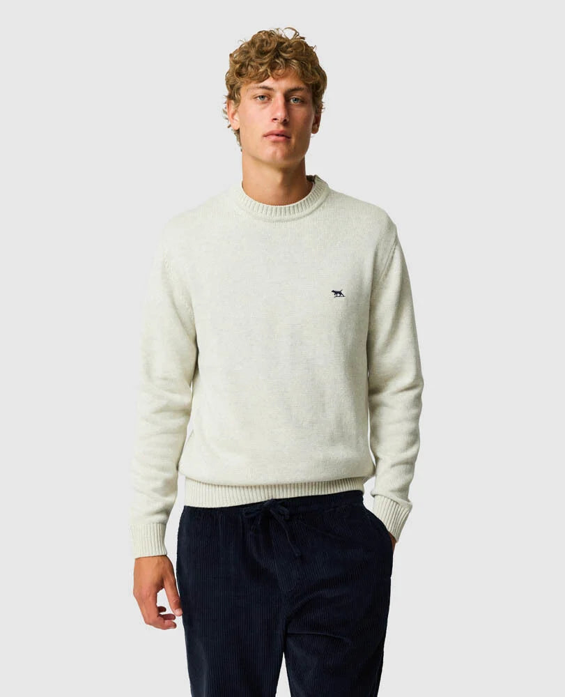 GUNN KNIT COTTON CREW NECK SWEATER - FOG