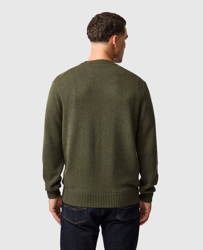 GUNN KNIT COTTON CREW NECK SWEATER - LODEN