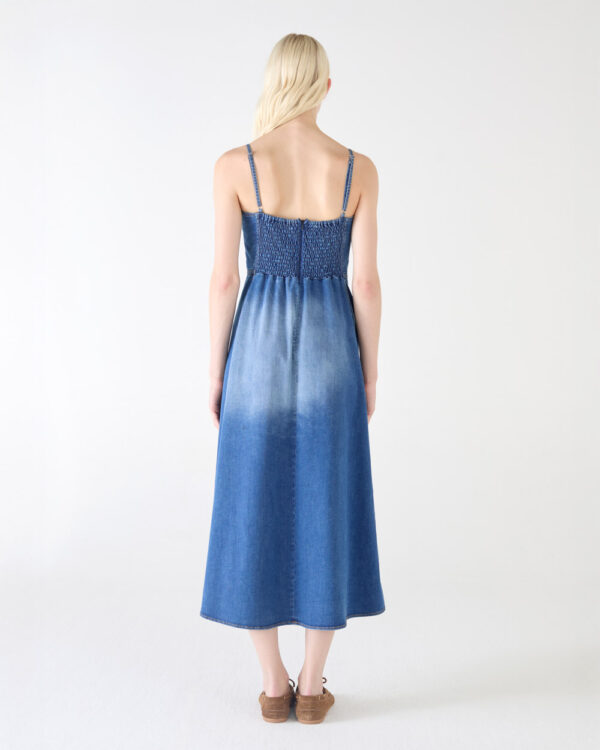 AMALFI DENIM BUSTIER SILK STRETCH DRESS