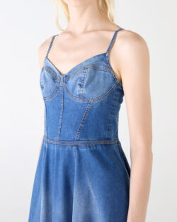 AMALFI DENIM BUSTIER SILK STRETCH DRESS