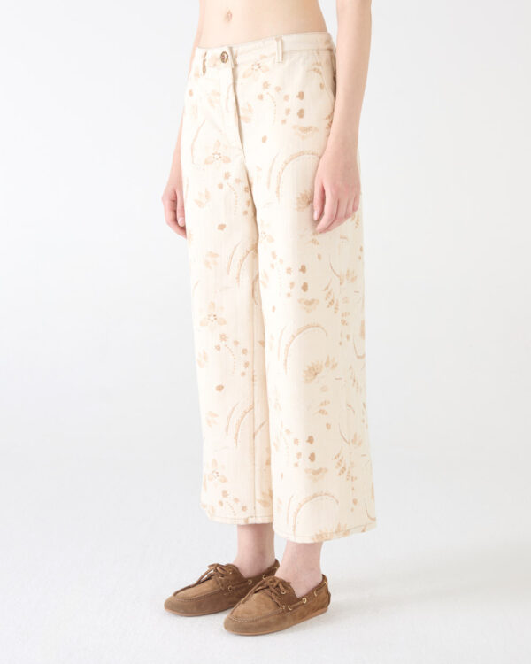 MARIELLA MALFILE ECRU PRINT RINSE WIDE LEG JEANS