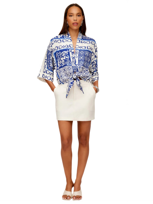 MARIBEL BUNGEE STRETCH MODERN SKIRT - ECRU