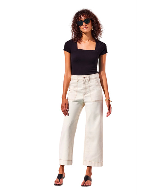 MINDY BAMBOO RIB KNIT T-SHIRT - BLACK