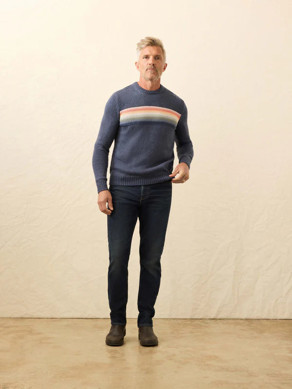 HEIRLOOM CREWNECK SWEATER - NAVY LAKE TORCH STRIPE
