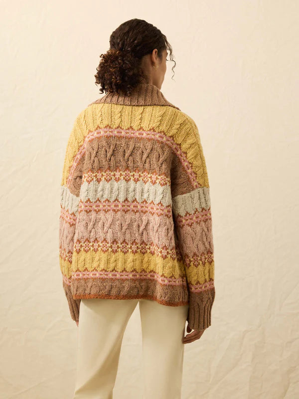 HIGHLAND FAIRISLE CARDIGAN - LAKESIDE FAIRISLE HAZE