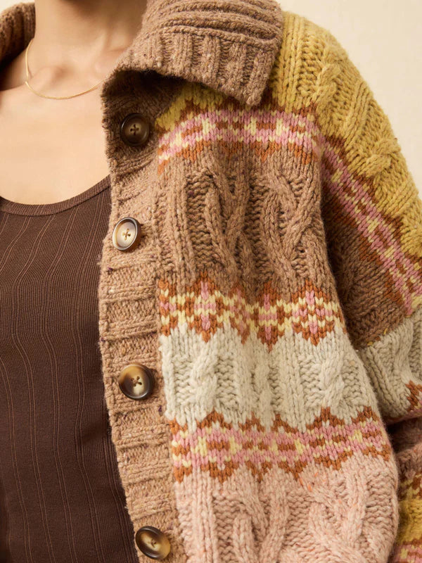 HIGHLAND FAIRISLE CARDIGAN - LAKESIDE FAIRISLE HAZE