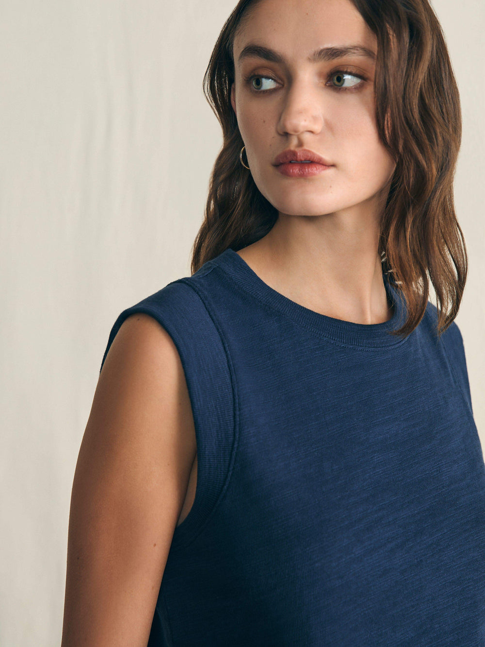 SUNWASHED SLUB MUSCLE TANK - NAVY BLAZER