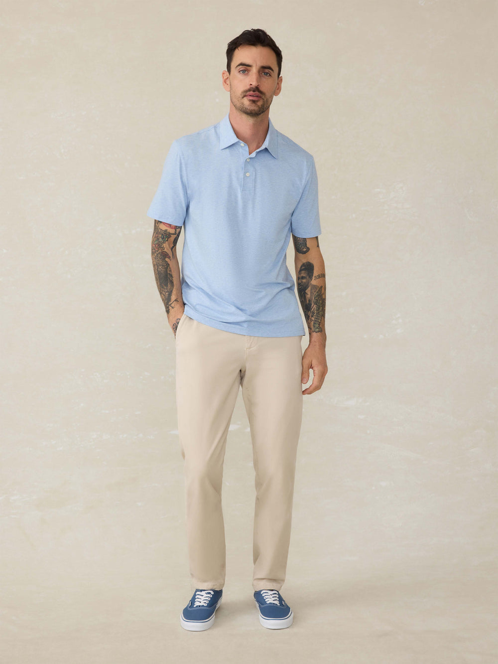 SHORT SLEEVE MOVEMENT POLO - CARDIFF BLUE HEATHER