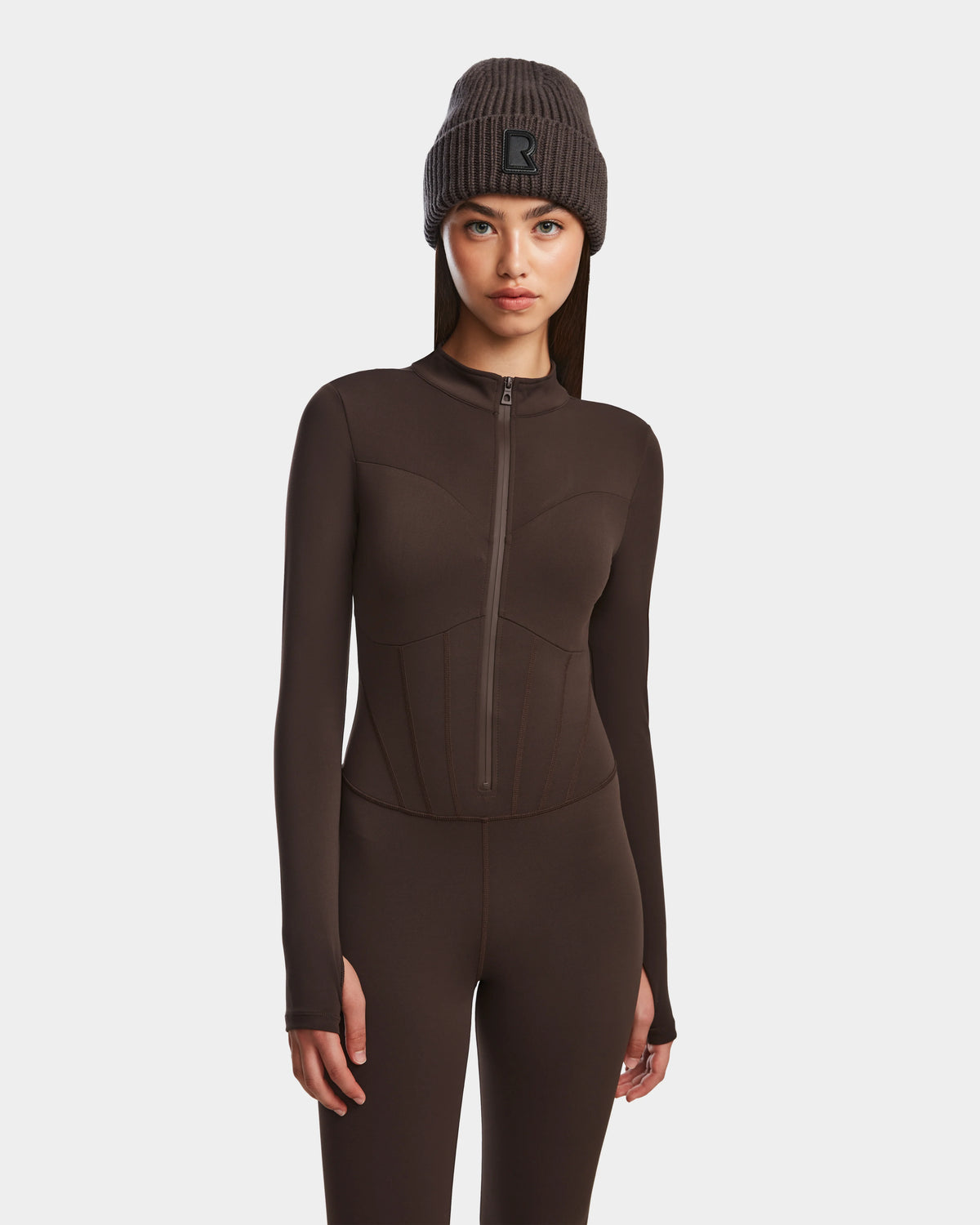IVY LONG SLEEVE CATSUIT - ESPRESSO