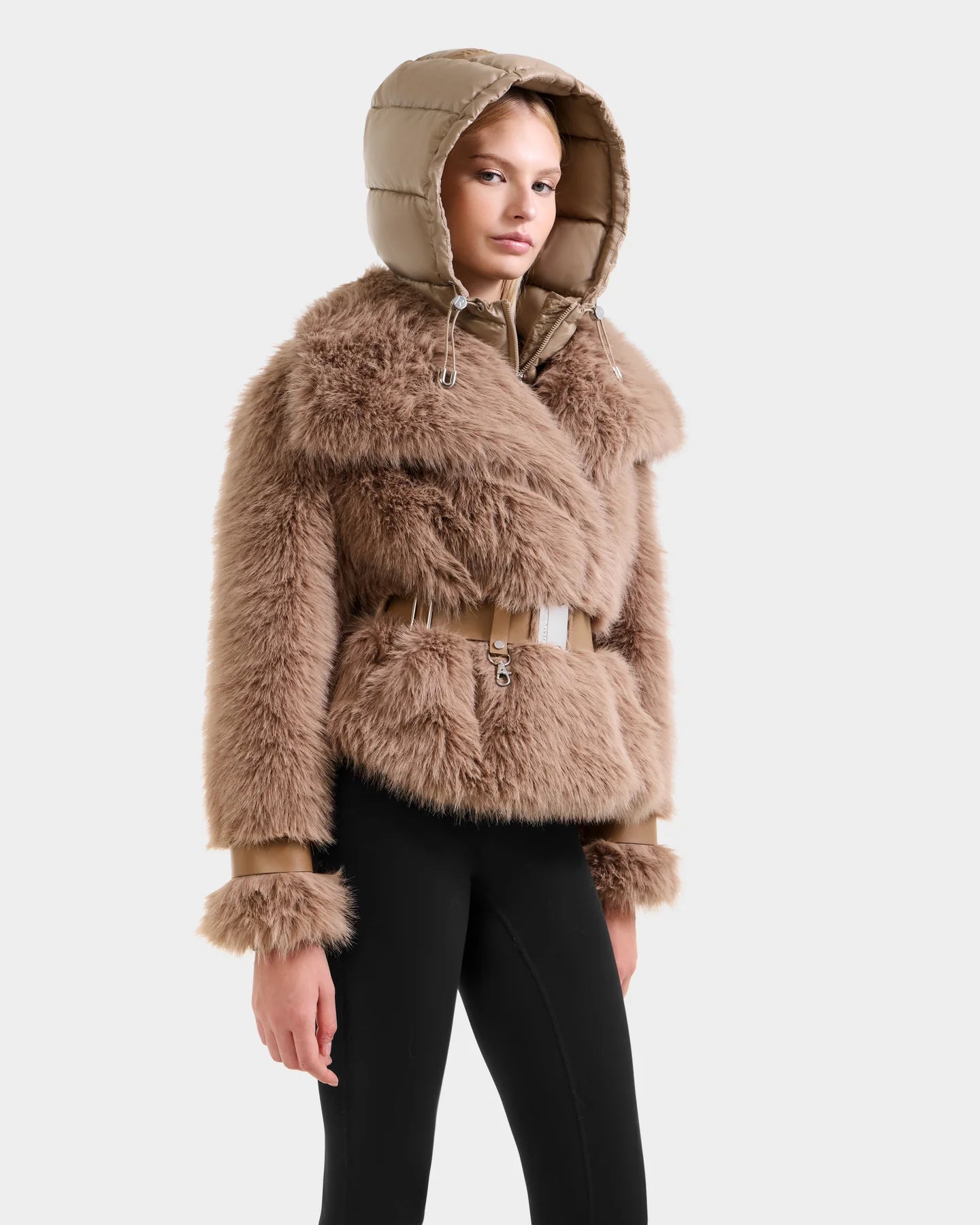 CHLOE FAUX FUR COAT - CAMEL
