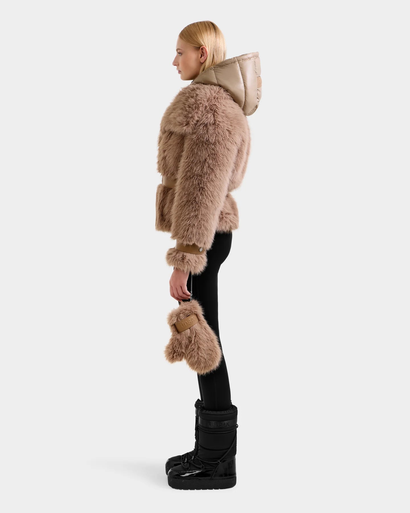 CHLOE FAUX FUR COAT - CAMEL