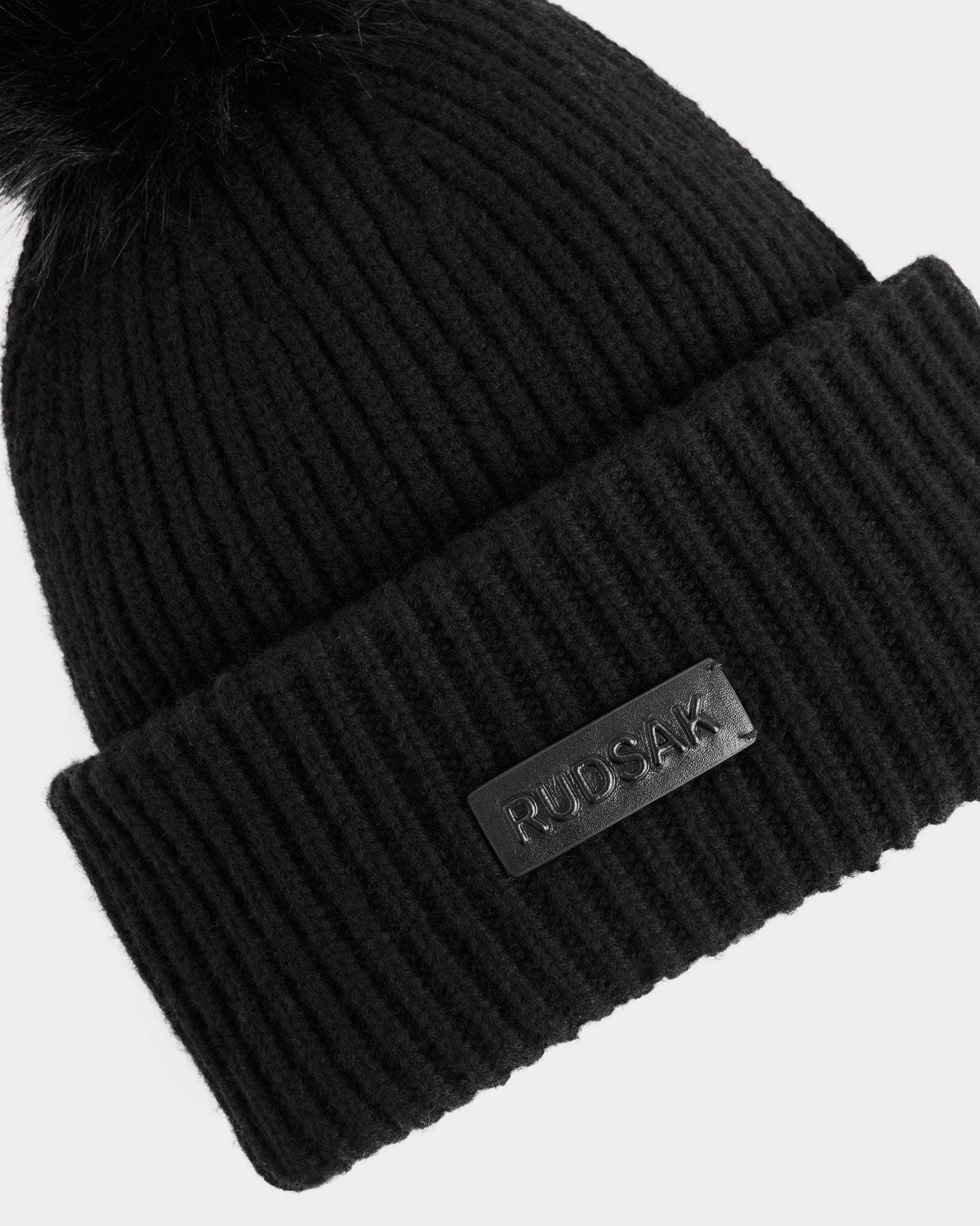 DARA WOOL CASHMERE POM POM HAT - BLACK