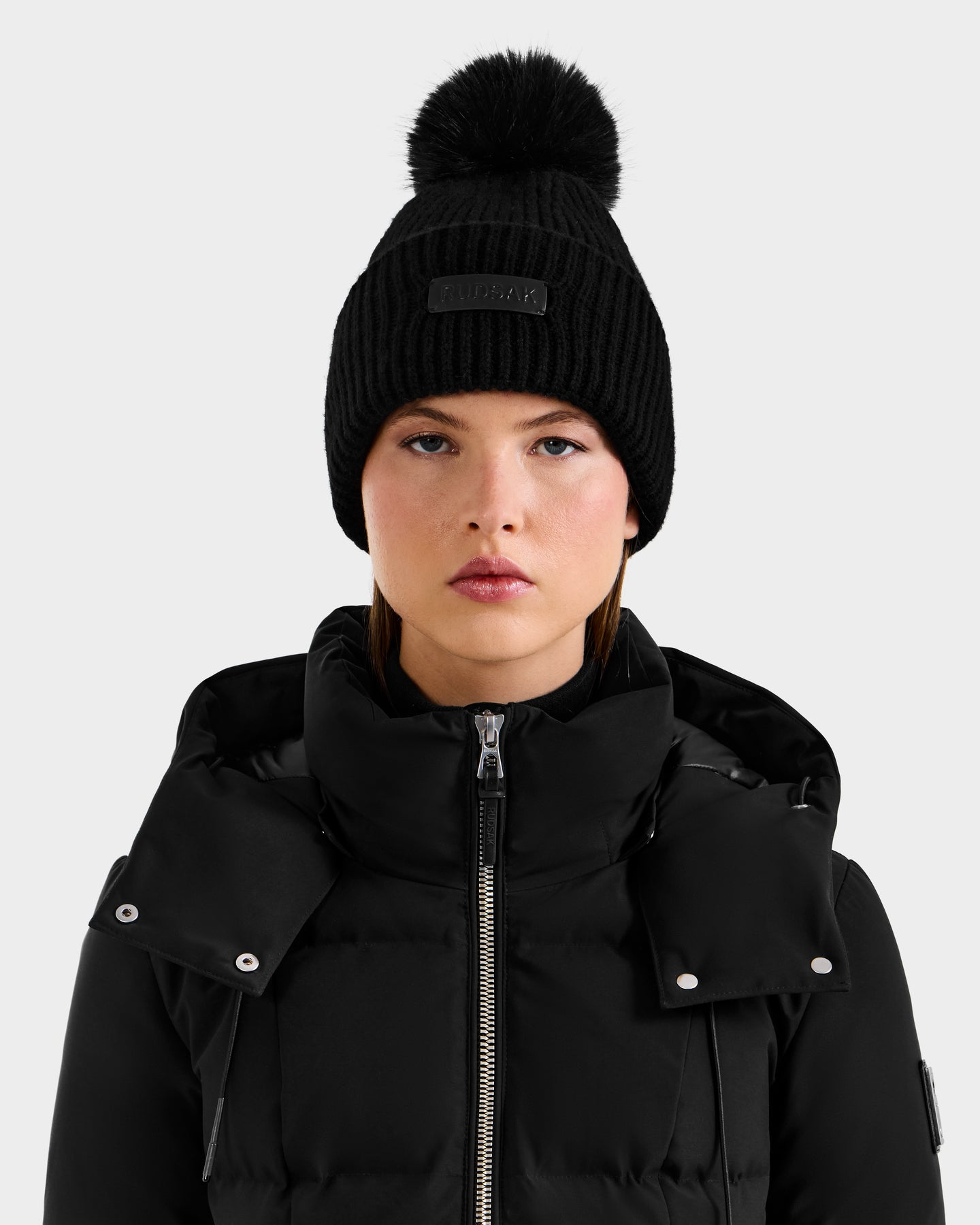 DARA WOOL CASHMERE POM POM HAT - BLACK