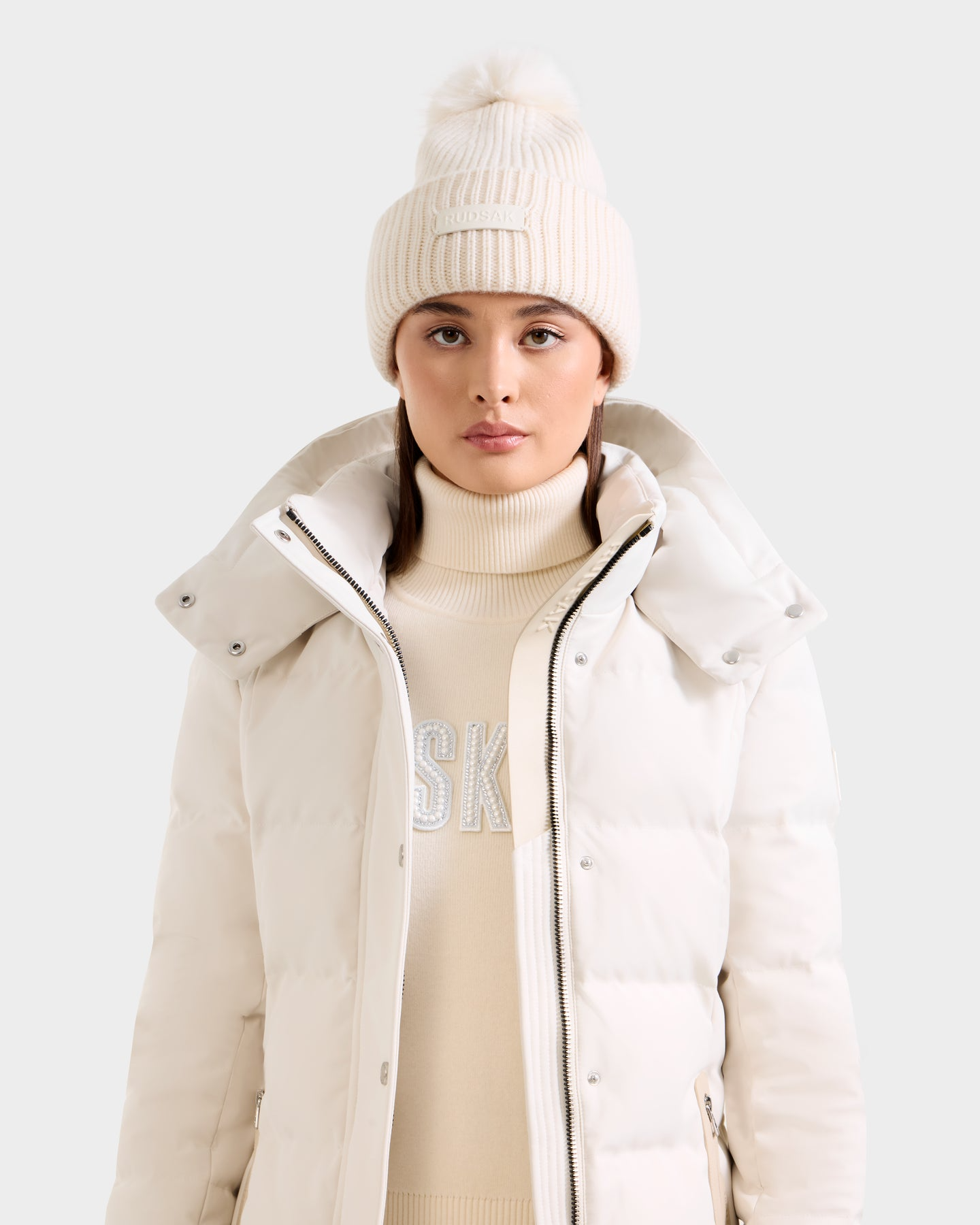 DARA WOOL CASHMERE POM POM HAT - VANILLA