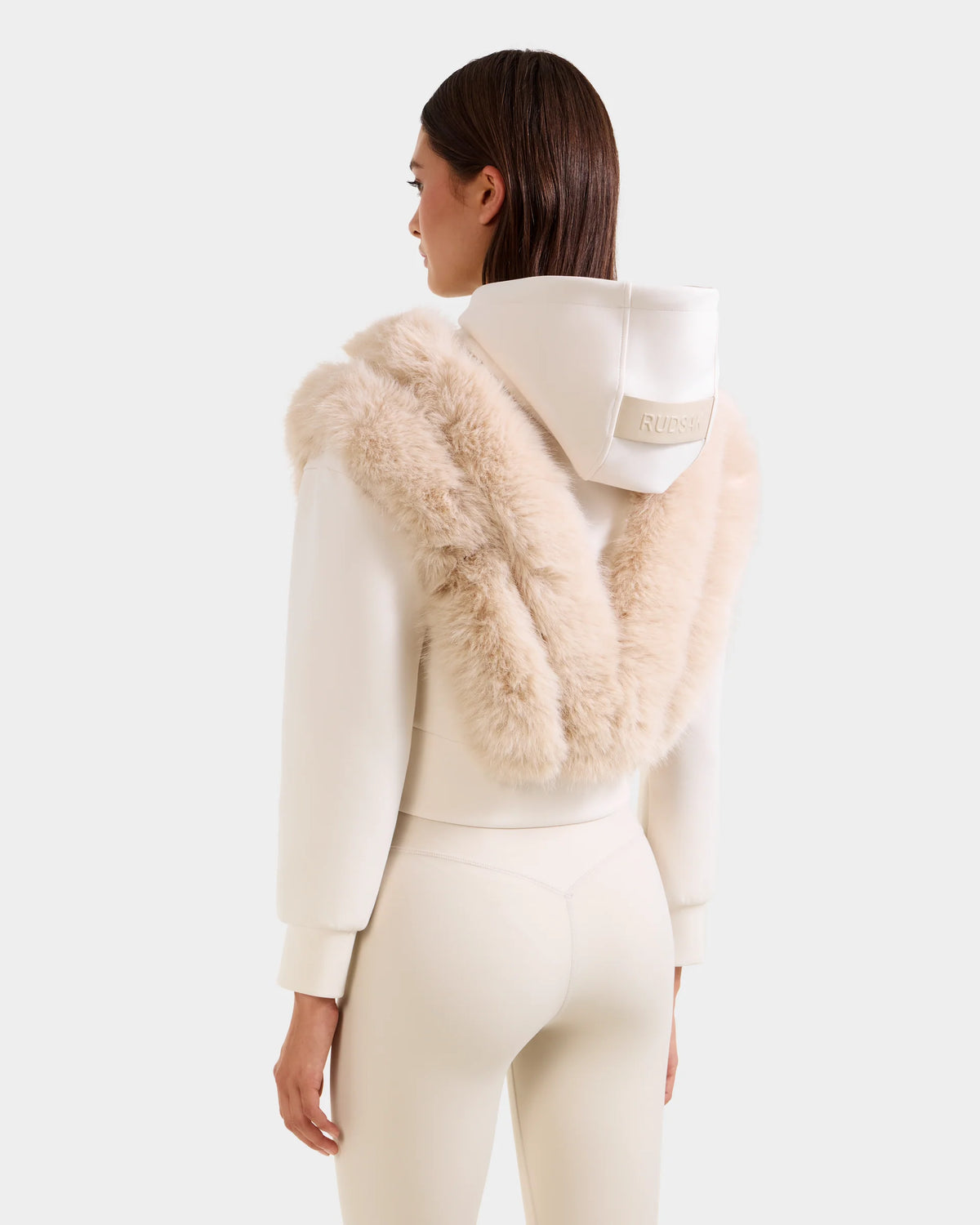 DELLA ZIP-UP HOODIE WITH FAUX FUR TRIM - VANILLA