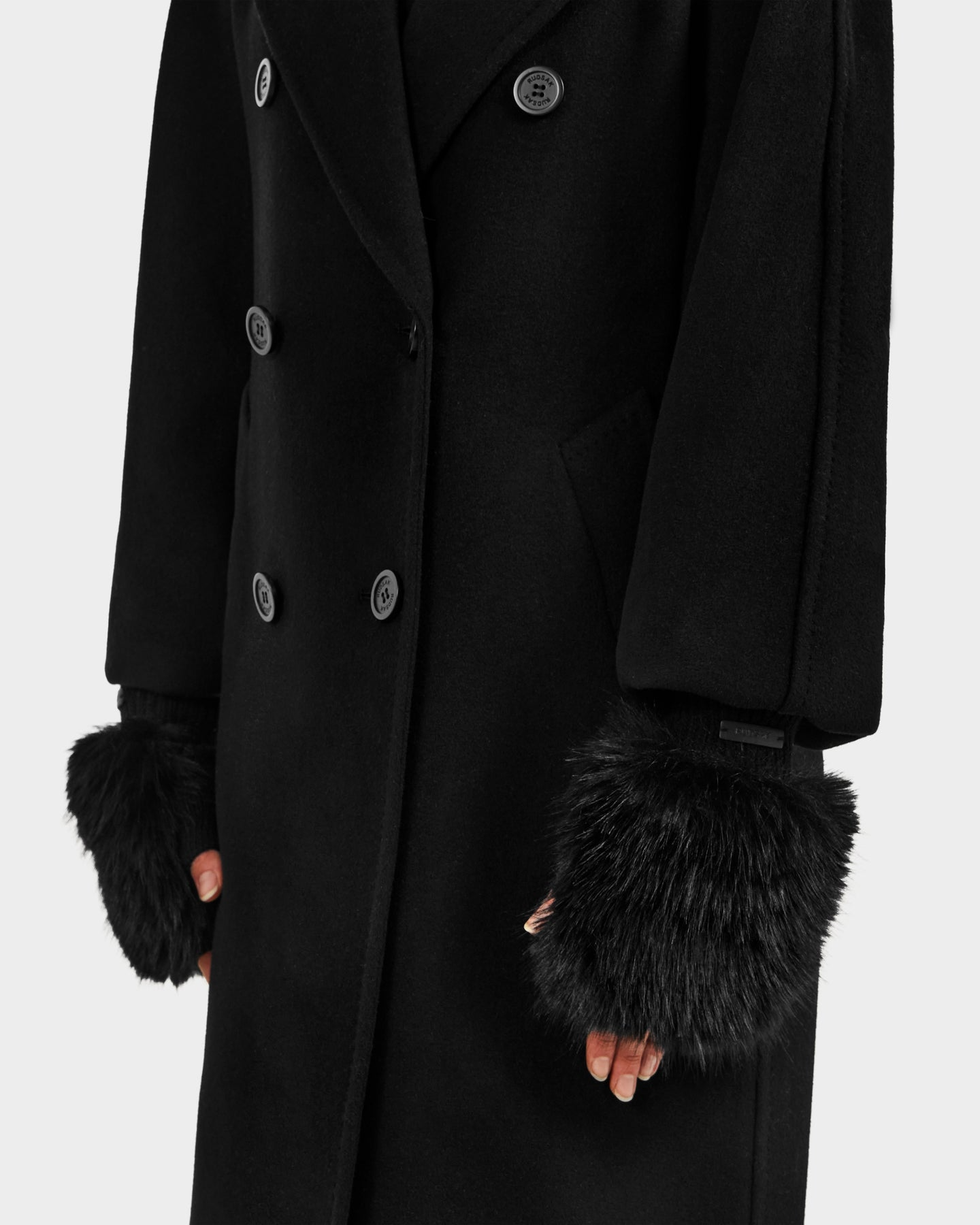 LIA FAUX FUR FINGERLES MITTENS - BLACK