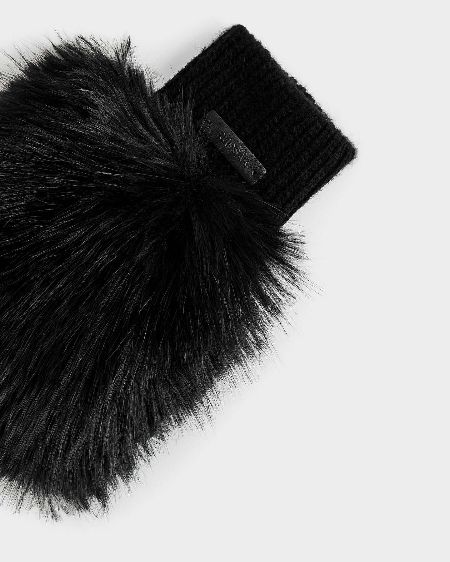 LIA FAUX FUR FINGERLES MITTENS - BLACK