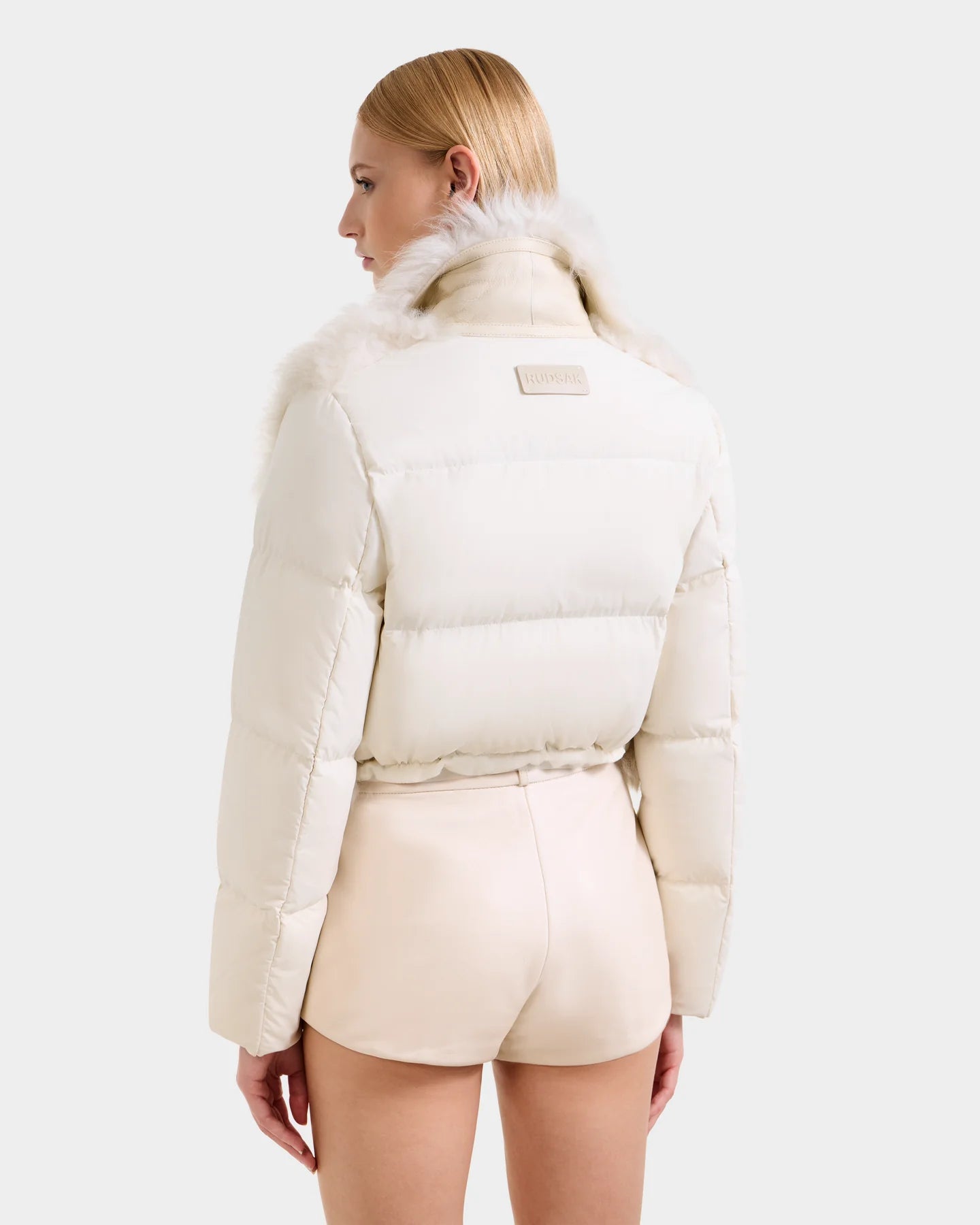 LILAH SHEARLING & NYLON CROPPED JACKET - VANILLA